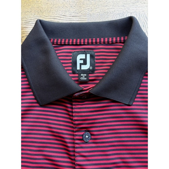 Footjoy Polo Golf Shirt Mens Medium Spain Performance Active Stretchy Striped - Picture 6 of 6